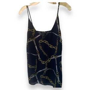 Banana Republic Navy Chain Print Spaghetti Strap Tank Top Size Medium Li…